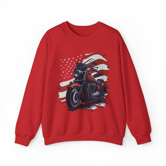 USA Flag Vintage Bike Unisex Heavy Blend Crewneck Sweatshirt - Wave Fusions