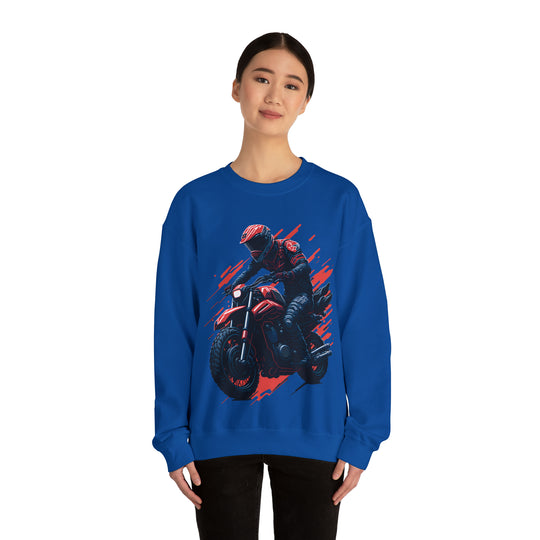 Biker Unisex Heavy Blend Crewneck Sweatshirt - Wave Fusions