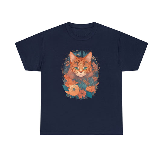 Garden Gaze Cat Petals and Paws T-shirt - Blooming Cat