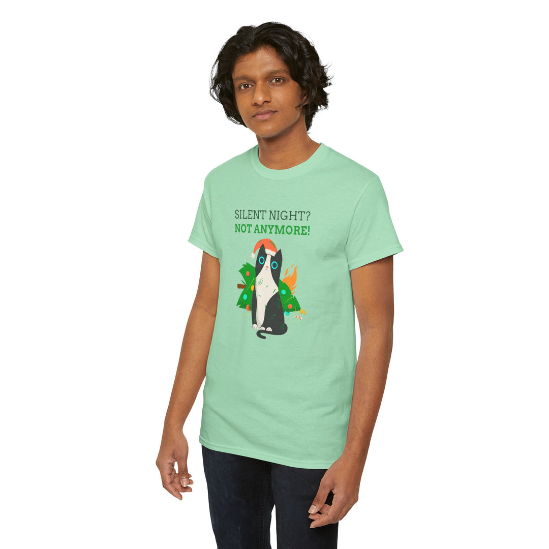 Silent Night Chaos Cat Christmas Tee