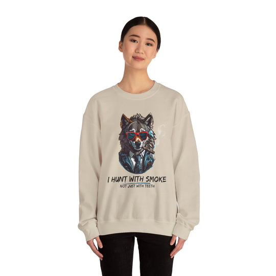 Cool Wolf Legend Sweatshirt - I Hunt With Smoke Not Just With Teeth