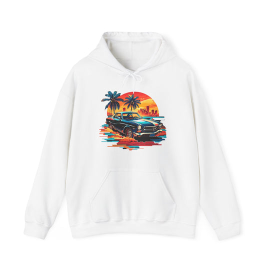 Classic Car Beach Sunset Hoodie - Vintage City Fashion