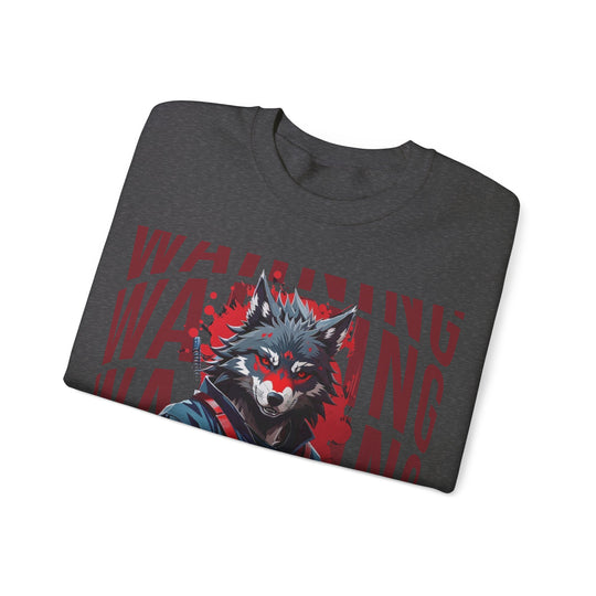 Warning! Warrior Wolf Sweatshirt - Majestic Wolf