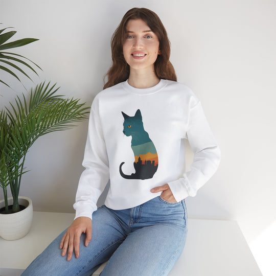 Cityscape Cat Hoodie Sweatshirt - Metropolitan Purr Line