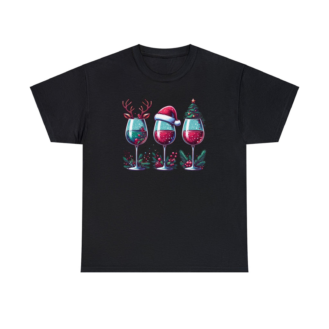 Wine Christmas Spirit Glasses Unisex T Shirt - Wave Fusions