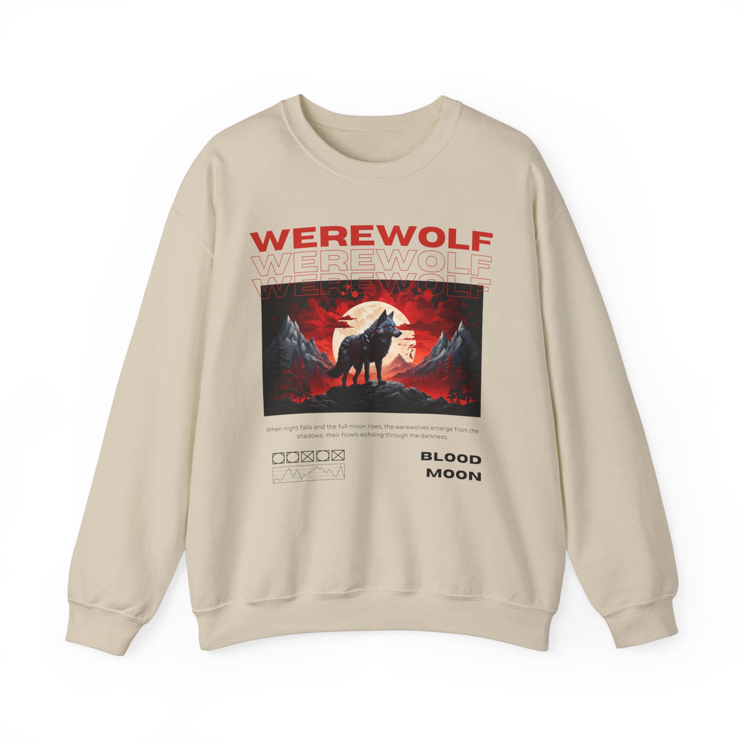 Blood Moon Werewolf Sweatshirt- Moonlit Mountain Lore