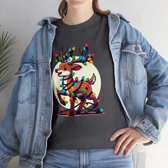 Reindeer Radiance Christmas Cheer Unisex T Shirt - Wave Fusions