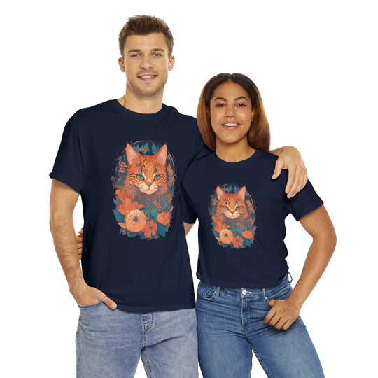 Garden Gaze Cat Petals and Paws T-shirt - Blooming Cat