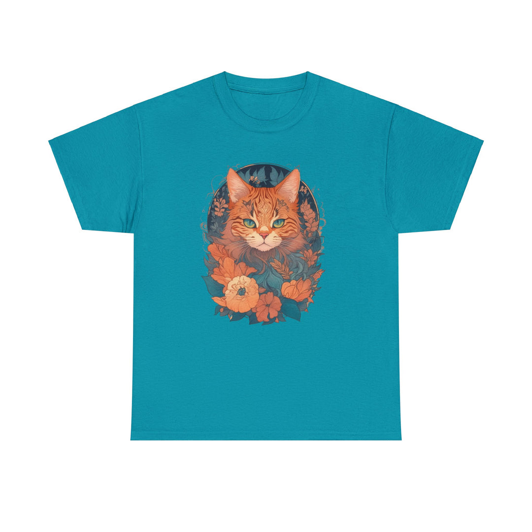 Garden Gaze Cat Petals and Paws T-shirt - Blooming Cat