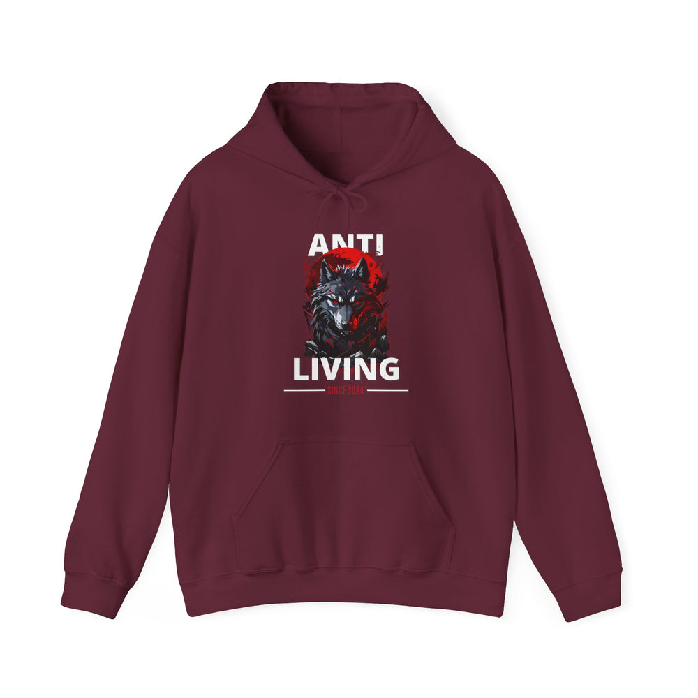 Anti-Living Wolf Hoodie - Dark Rebel Attire