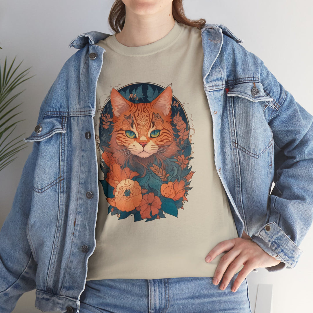 Garden Gaze Cat Petals and Paws T-shirt - Blooming Cat