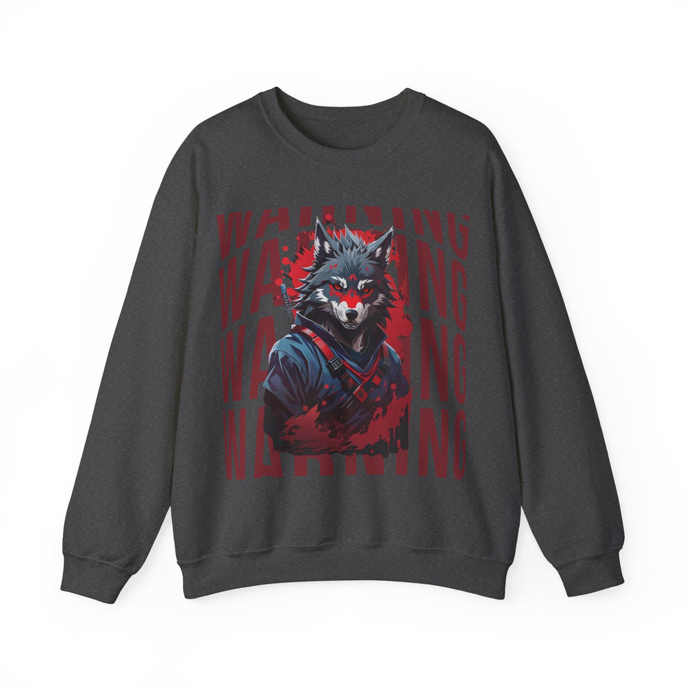 Warning! Warrior Wolf Sweatshirt - Majestic Wolf