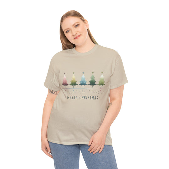 Pastel Forest Noel Christmas Trees Unisex T Shirt - Wave Fusions