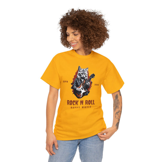 Rock N Roll Cat Guitarist T-Shirt - Happy Tunes