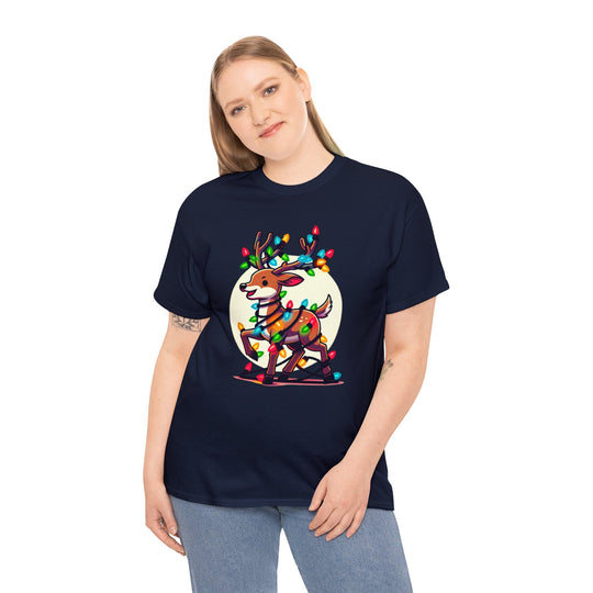 Reindeer Radiance Christmas Cheer Unisex T Shirt - Wave Fusions