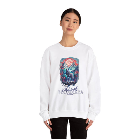 Wild Soul Endless Journey Sweatshirt - Mountain Wolf Spirit