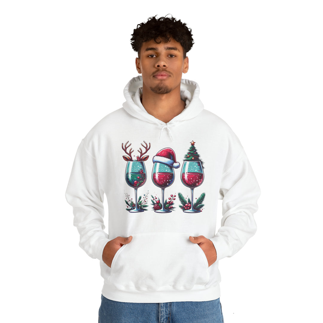 Wine Christmas Spirit Glasses Unisex Hoodie - Wave Fusions