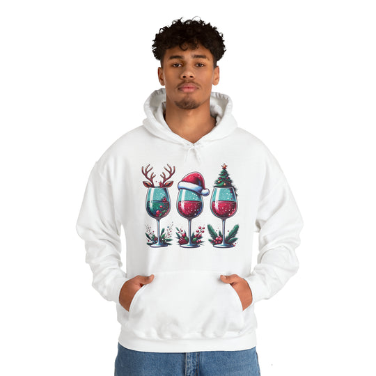 Wine Christmas Spirit Glasses Unisex Hoodie - Wave Fusions