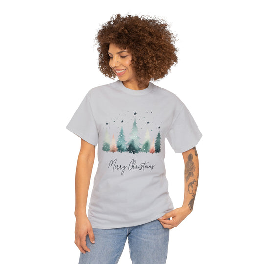 Star & Snow Cute Christmas Trees Unisex T Shirt - Wave Fusions