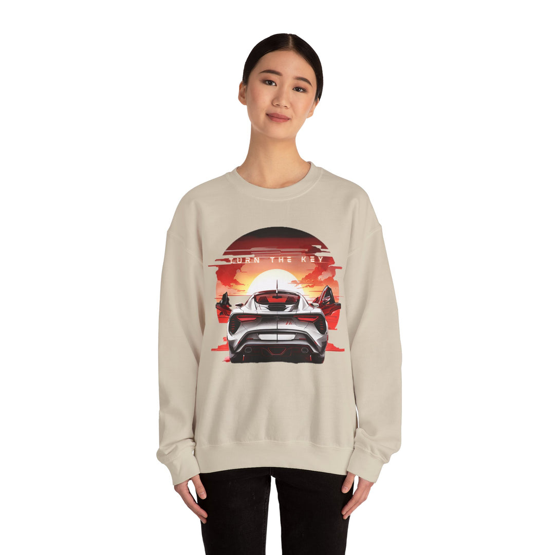 Turn the Key Redline Sunset Escape Sweatshirt - Wave Fusions Thrill Seeker Collection