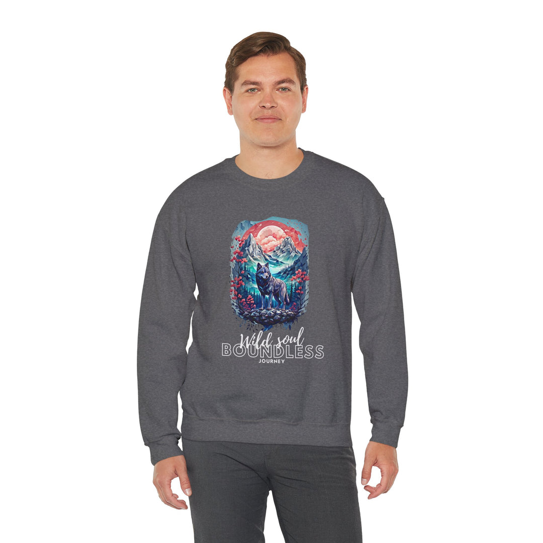 Wild Soul Endless Journey Sweatshirt - Mountain Wolf Spirit