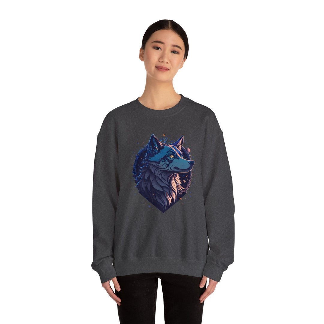 Lone Wolf Majesty Sweatshirt- Vibrant Wilderness