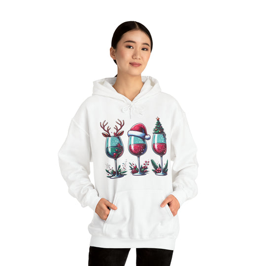 Wine Christmas Spirit Glasses Unisex Hoodie - Wave Fusions