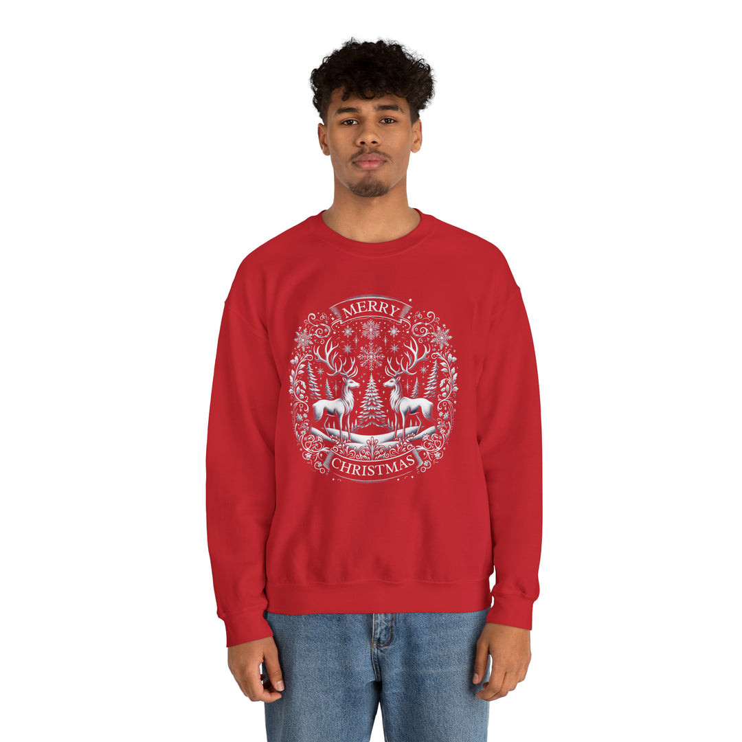 Woodland Reindeer Christmas Elegance Unisex Sweatshirt - Wave Fusions