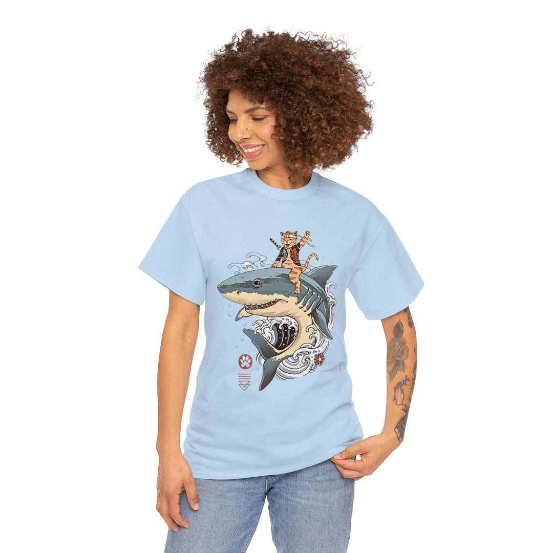 Shark Rider Cat T-Shirt - Aquatic Adventure Gear