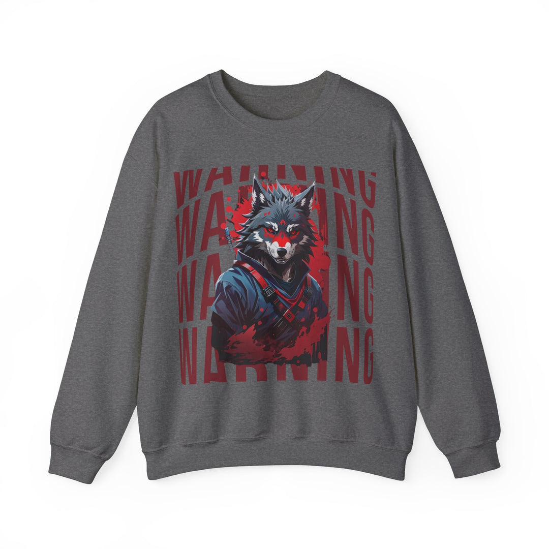 Warning! Warrior Wolf Sweatshirt - Majestic Wolf