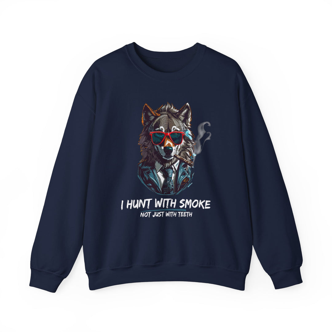 Cool Wolf Legend Sweatshirt - I Hunt With Smoke Not Just With Teeth