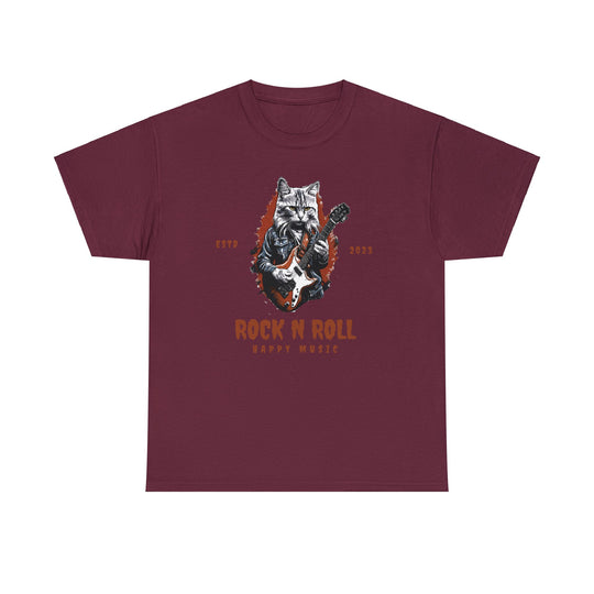 Rock N Roll Cat Guitarist T-Shirt - Happy Tunes