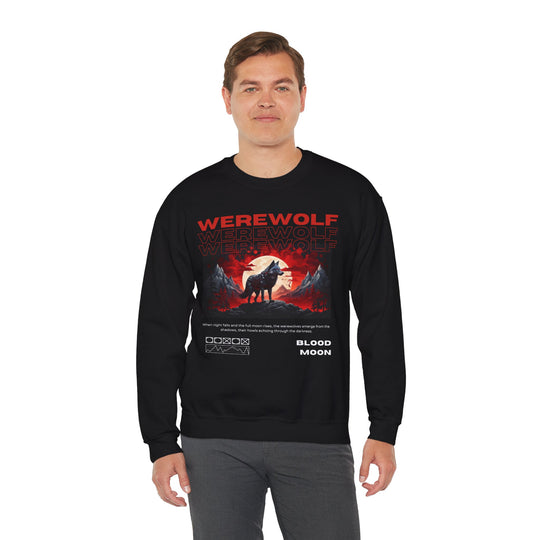 Blood Moon Werewolf Sweatshirt- Moonlit Mountain Lore