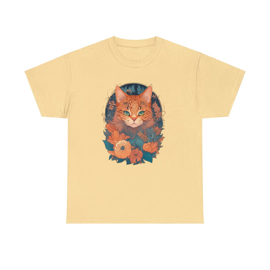 Garden Gaze Cat Petals and Paws T-shirt - Blooming Cat