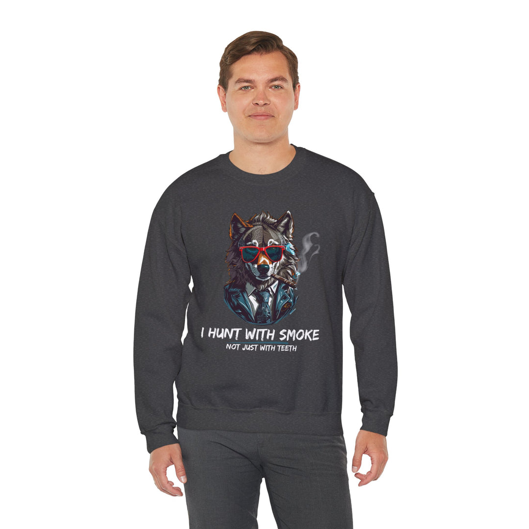 Cool Wolf Legend Sweatshirt - I Hunt With Smoke Not Just With Teeth