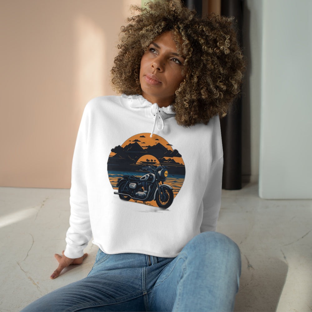 Vintage Bike Crop Hoodie - Wave Fusions