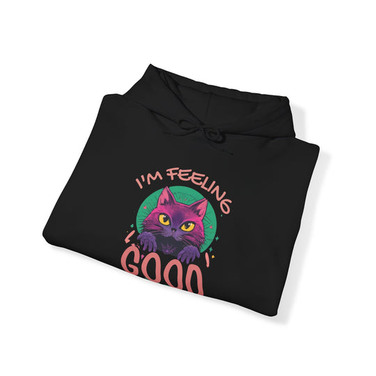 Feelin' Good Feline Hoodie - Vibrant Vibes Cat