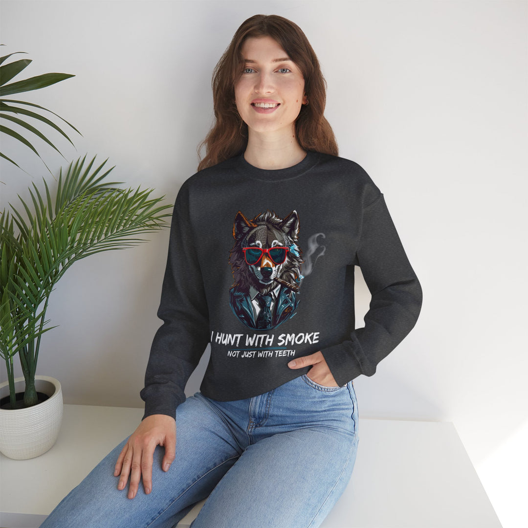 Cool Wolf Legend Sweatshirt - I Hunt With Smoke Not Just With Teeth