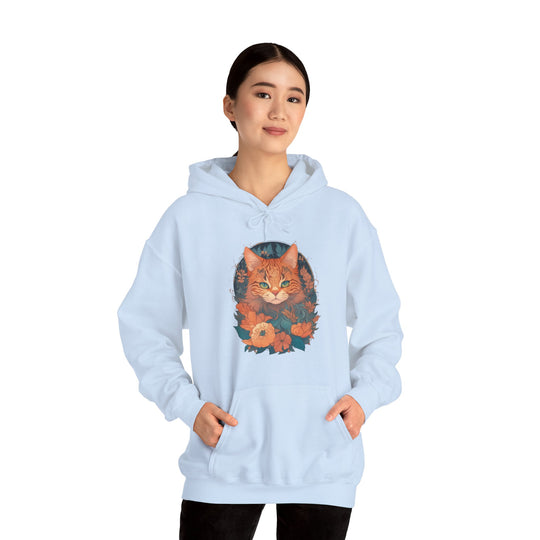 Garden Gaze Cat Petals and Paws Hoodie - Blooming Cat