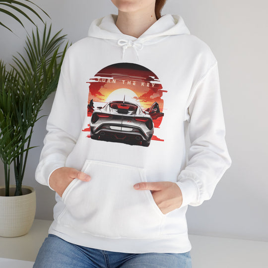 Turn the Key Redline Sunset Car Hoodie - Wave Fusions Thrill Seeker Collection