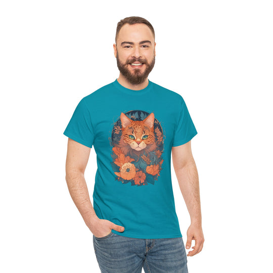 Garden Gaze Cat Petals and Paws T-shirt - Blooming Cat