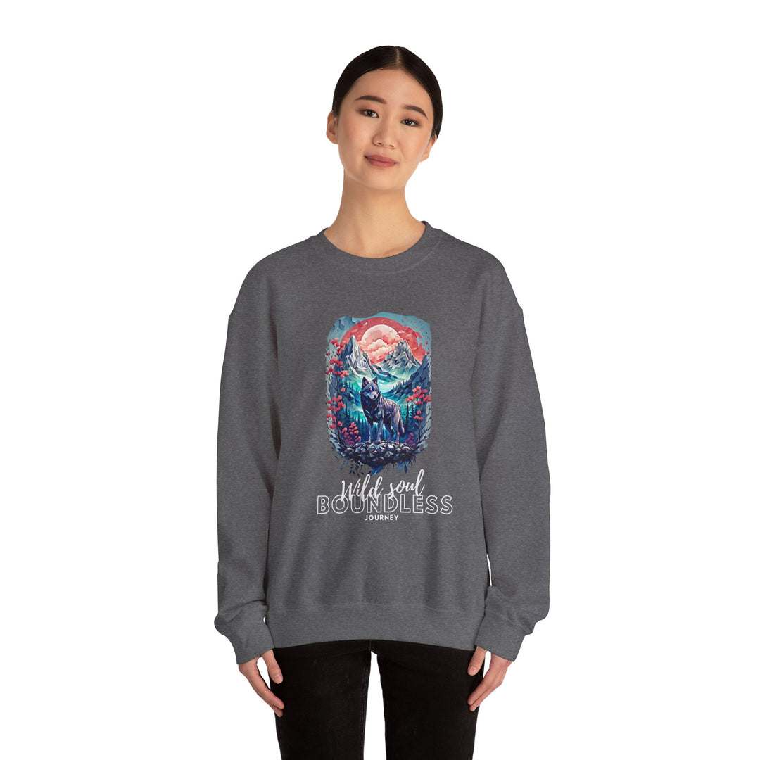 Wild Soul Endless Journey Sweatshirt - Mountain Wolf Spirit