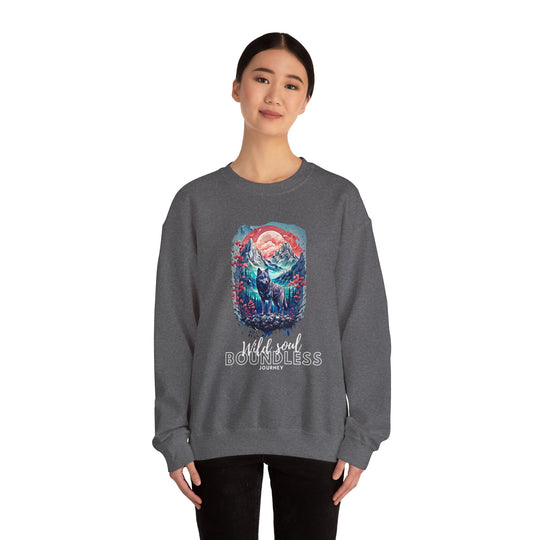 Wild Soul Endless Journey Sweatshirt - Mountain Wolf Spirit