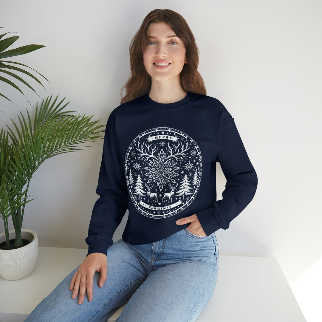 Snowflake Majesty Christmas Medallion Unisex Sweatshirt - Wave Fusions