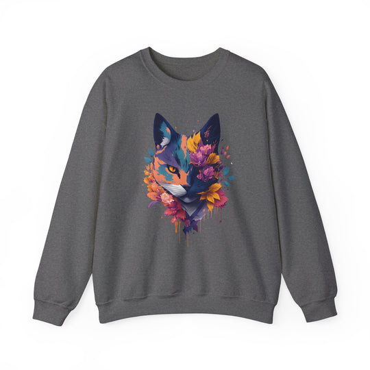 Floral Feline Grace Blossom Kitty Sweatshirt - Artistic Cat Flair