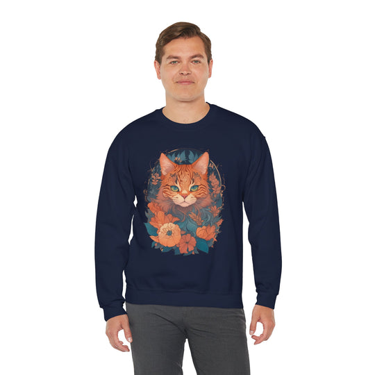 Garden Gaze Cat Petals and Paws Sweatshirt - Blooming Cat