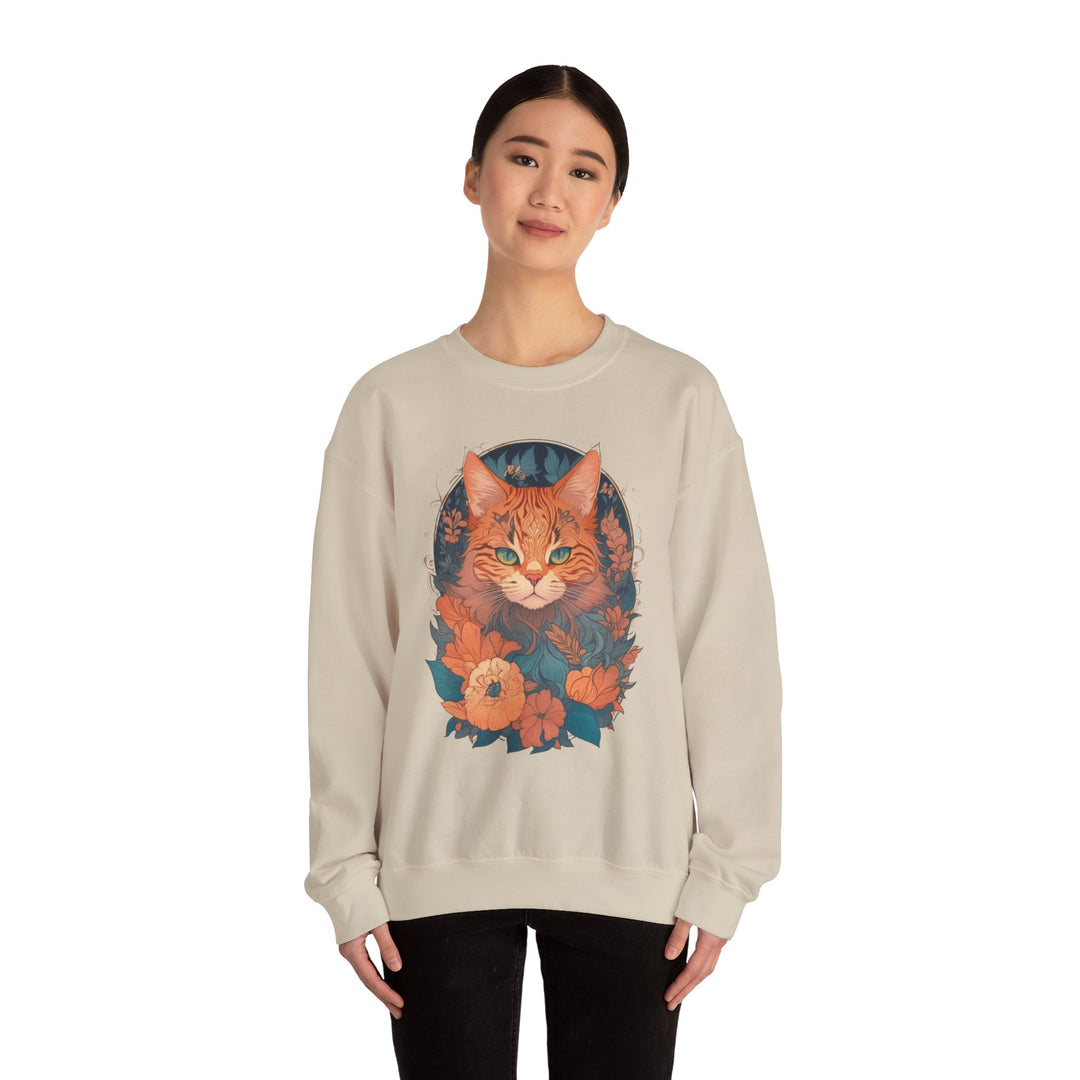 Garden Gaze Cat Petals and Paws Sweatshirt - Blooming Cat