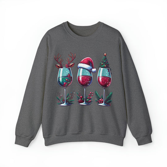 Wine Christmas Spirit Glasses Unisex Sweatshirt - Wave Fusions