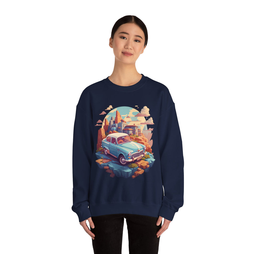 Vintage Car Sky City Sweatshirt - Vintage City Fashion