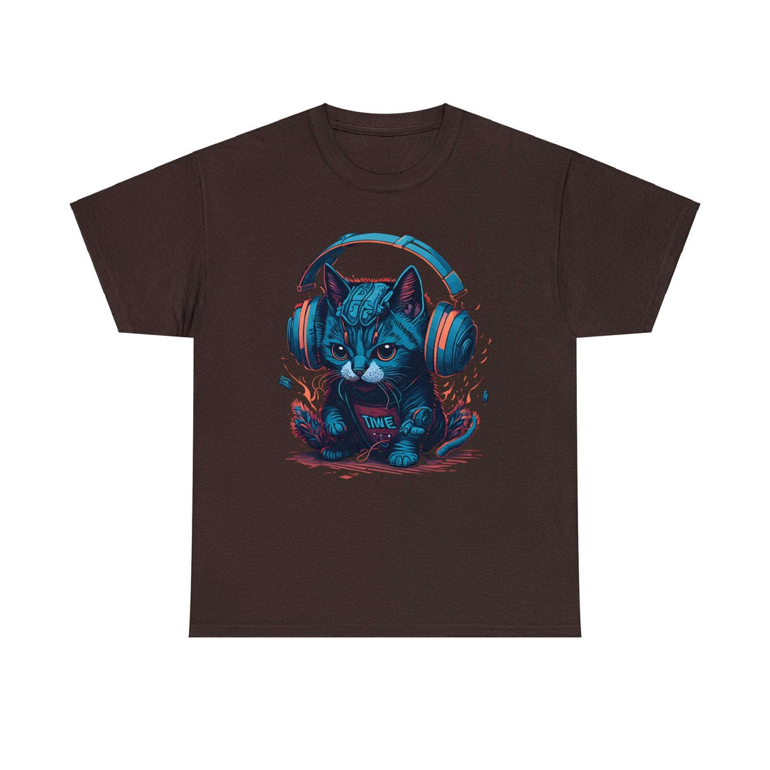 Cat With Headset Unisex Heavy Cotton Tee